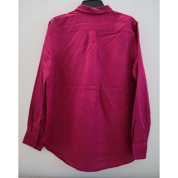 Lauren Ralph Lauren Women's Sz Large Fuchsia Berry Satin Shantung L/S Shirt - Picture 2 of 9